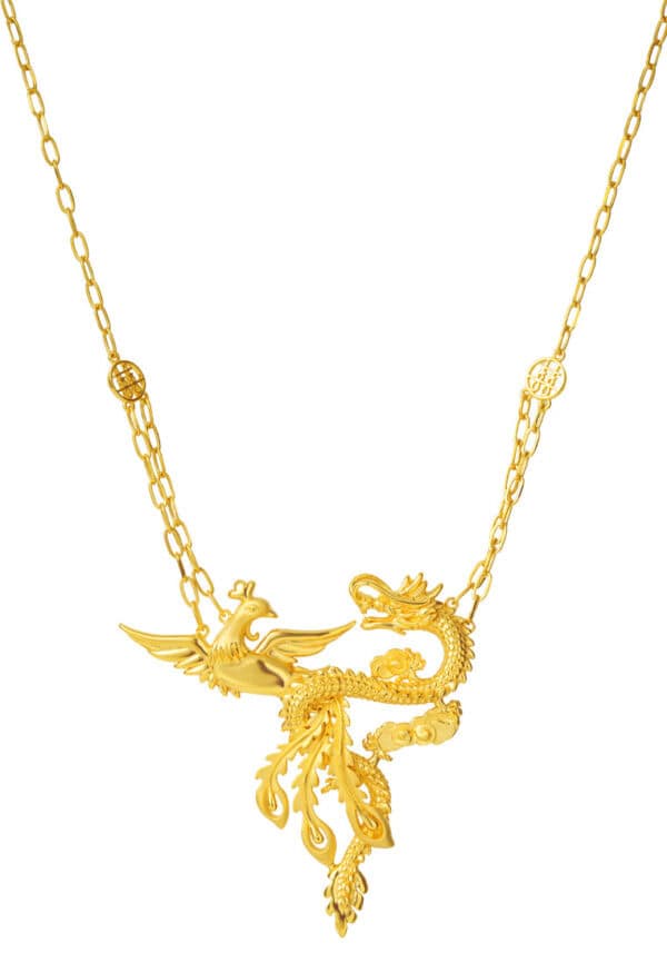 TOMEI Dragon & Phoenix Necklace, Yellow Gold 916
