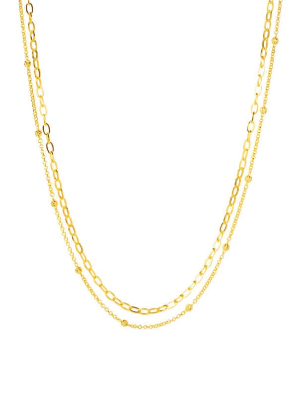 TOMEI Double-Layered Chain Necklace, Yellow Gold 916