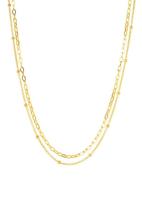 1100x762px_0023_NN3450-1Cv TOMEI Double-Layered Chain Necklace, Yellow Gold 916