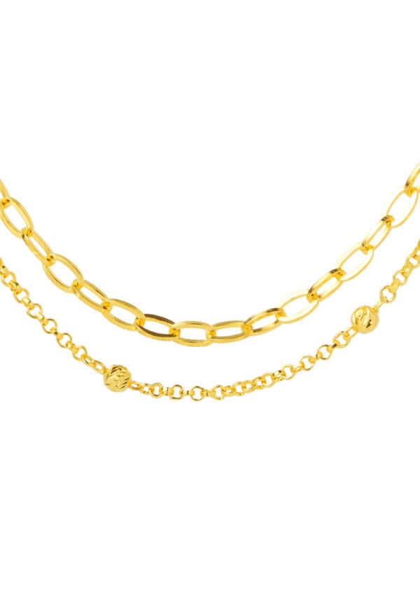 1100x762px_0024_NN3450-1Cv TOMEI Double-Layered Chain Necklace, Yellow Gold 916