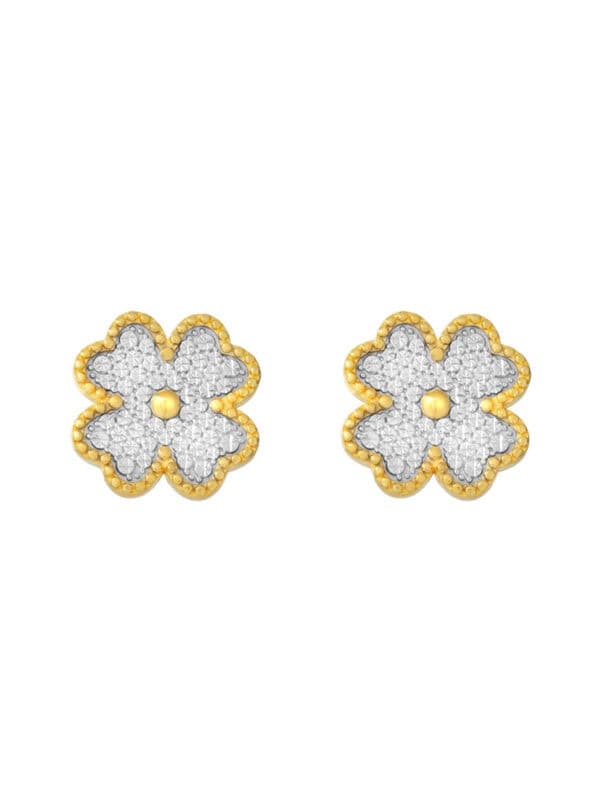 1100x762px_14April_0015_DC-YG1345E-B-2C TOMEI Diamond Cut Collection Clover Earrings, Yellow Gold 916