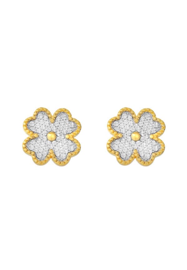 1100x762px_14April_0015_DC-YG1345E-B-2C TOMEI Diamond Cut Collection Clover Earrings, Yellow Gold 916