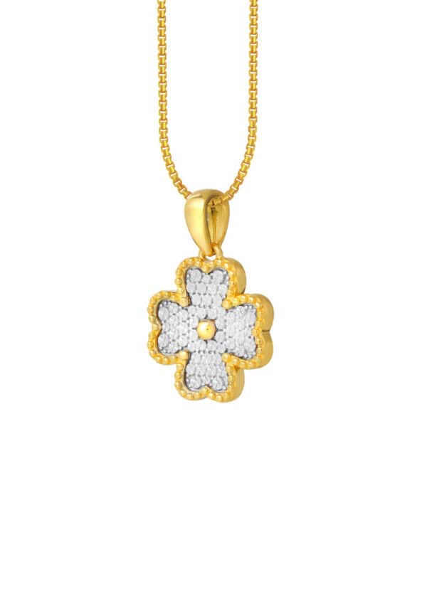 1100x762px_14April_0017_DC-YG1254P-2C TOMEI Diamond Cut Collection Clover Pendant, Yellow Gold 916