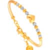 TOMEI Kids Dual- Tone Heart and Beads Bangle, Yellow Gold 916