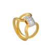 TOMEI Dual-Tone X-Shaped Ring, Yellow Gold 916