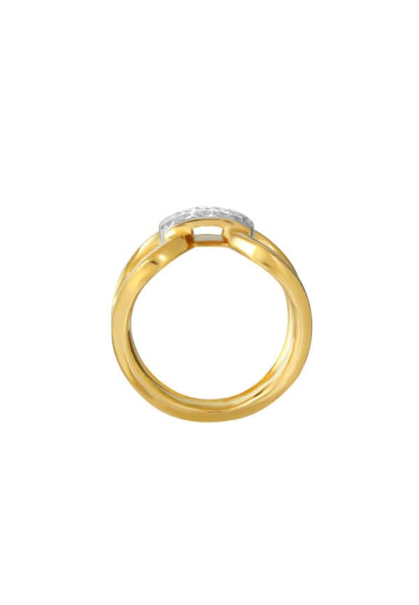 TOMEI Dual-Tone X-Shaped Ring, Yellow Gold 916