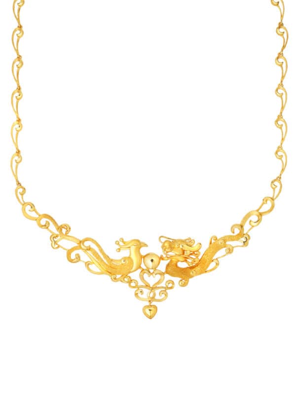 TOMEI Eternal Dance Of The Dragon & Phoenix Necklace, Yellow Gold 916
