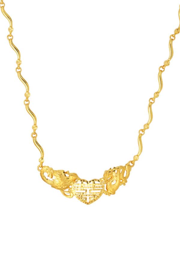 TOMEI Dragon & Phoenix Love Necklace, Yellow Gold 916