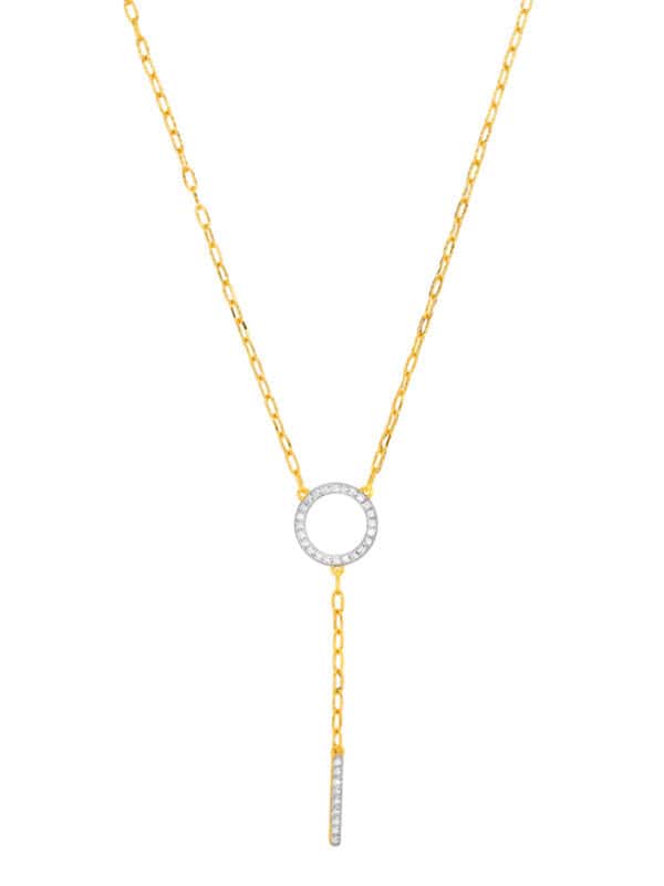 TOMEI Dual-Tone Circle & Bar Necklace, Yellow Gold 916