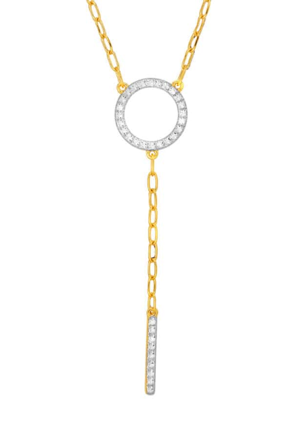 TOMEI Dual-Tone Circle & Bar Necklace, Yellow Gold 916