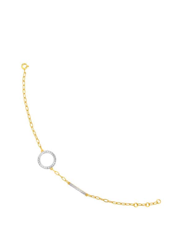 TOMEI Dual-Tone Circle & Bar Bracelet, Yellow Gold 916