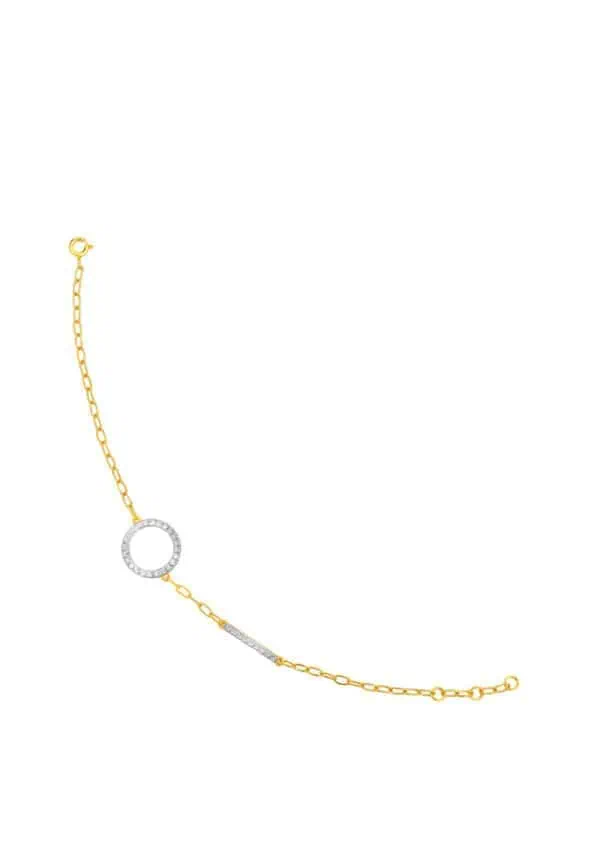 TOMEI Dual-Tone Circle & Bar Bracelet, Yellow Gold 916
