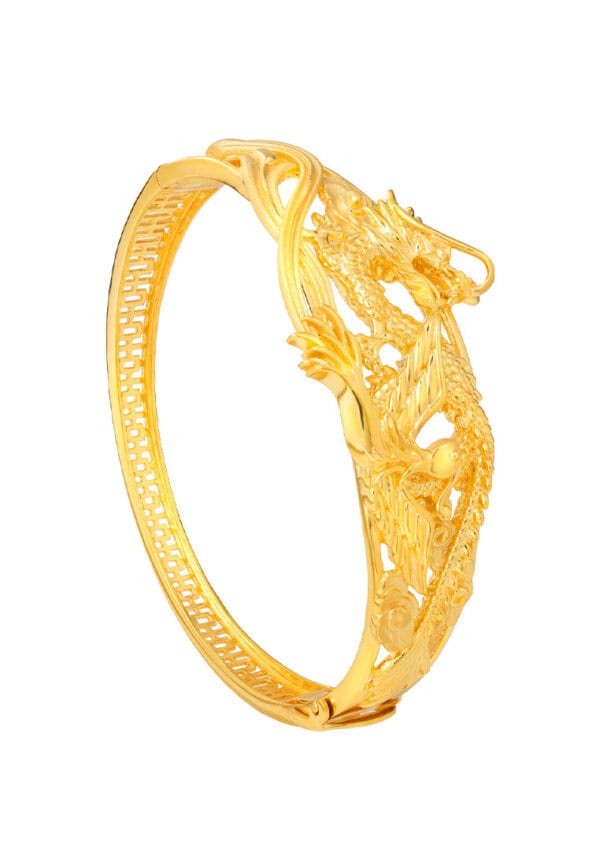 TOMEI Dragon Phoenix Bangle, Yellow Gold 916