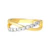 TOMEI Criss-Cross White Beads Ring, Yellow Gold 916