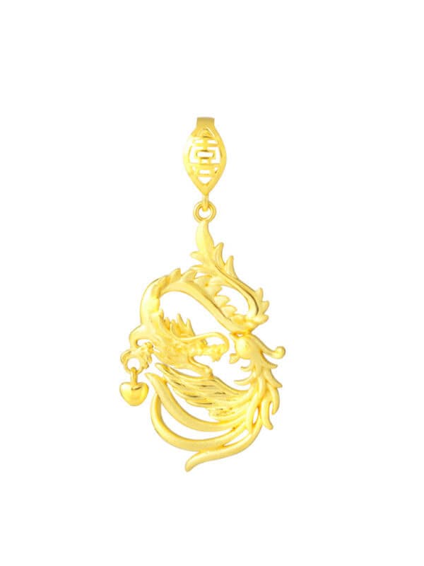 TOMEI Dragon Phoenix Unite Pendant, Yellow Gold 916