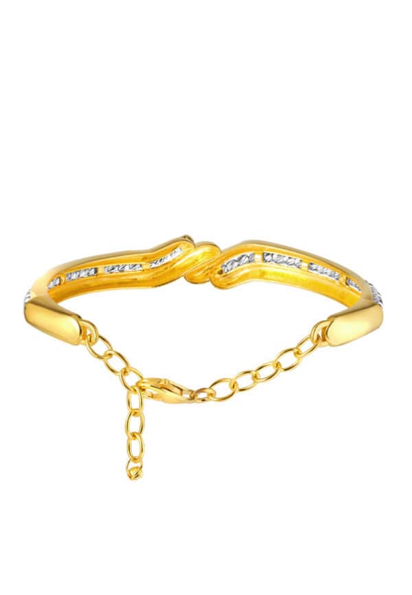 TOMEI Dual-Tone Bead Bangle, Yellow Gold 916