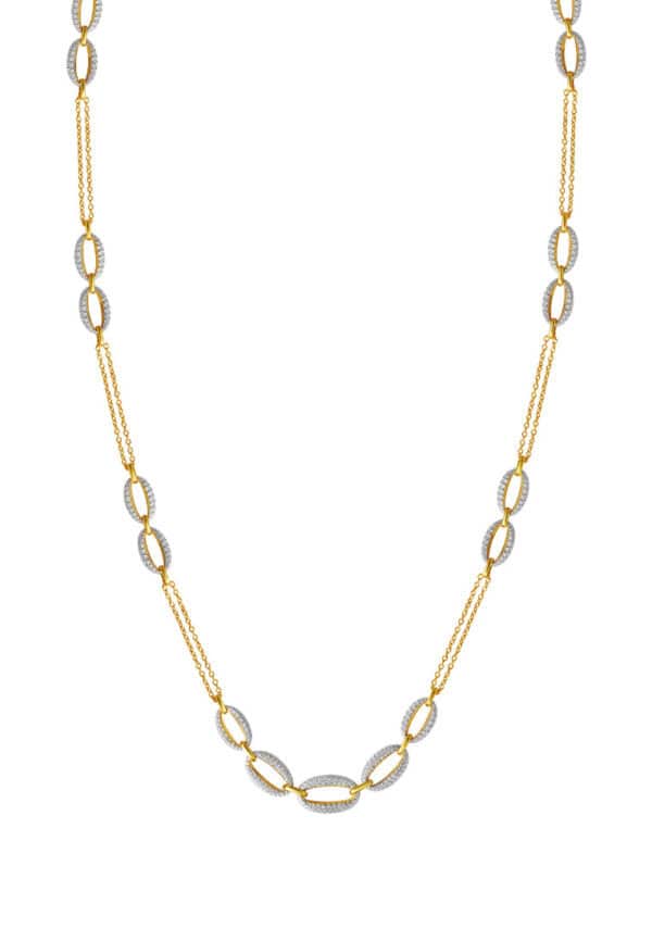 TOMEI Diamond Cut Collection Refined Oval Necklace, Yellow Gold 916