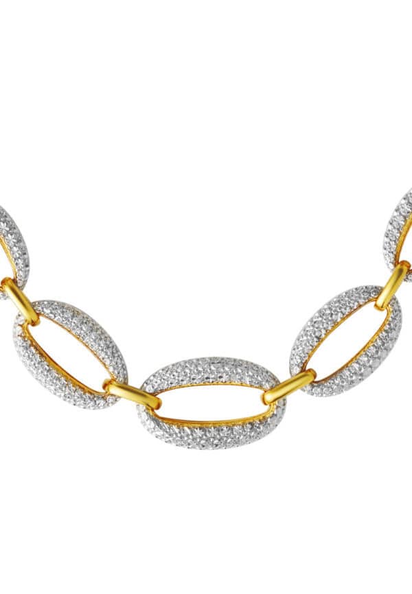 TOMEI Diamond Cut Collection Refined Oval Necklace, Yellow Gold 916