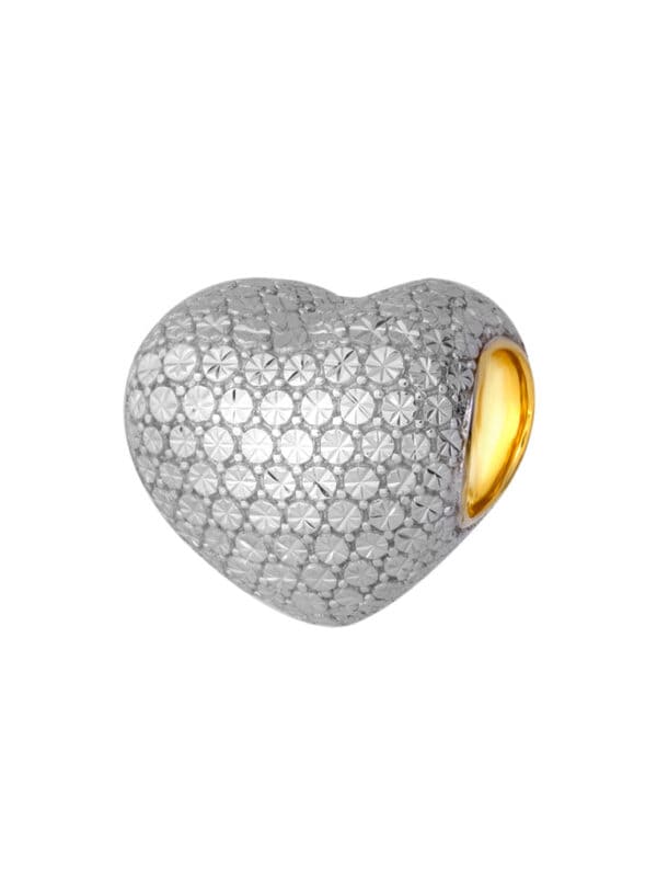 TOMEI Diamond Cut Chomel Heart Charm, Yellow Gold 916