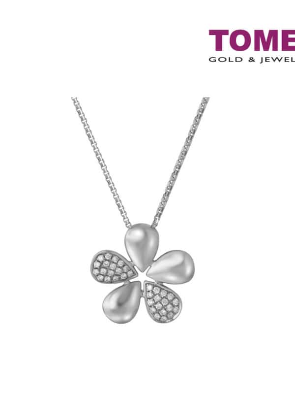 TOMEI Five Leaf Clover Diamond Pendant Set White Gold 375