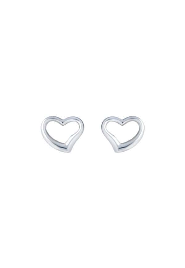TOMEI Heart Frame Earrings, White Gold 585