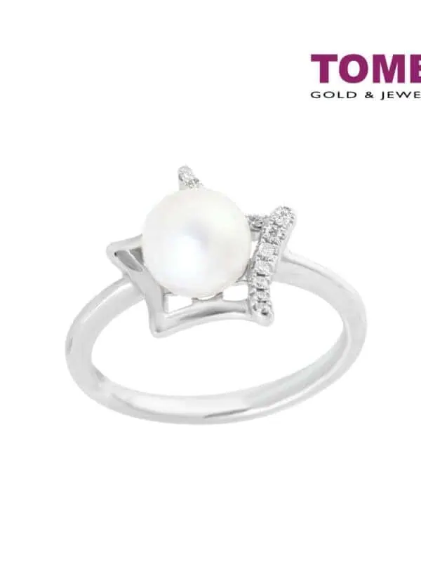TOMEI Astral Glamour of the Seas Ring, Diamond Pearl White Gold 375 (R4217)