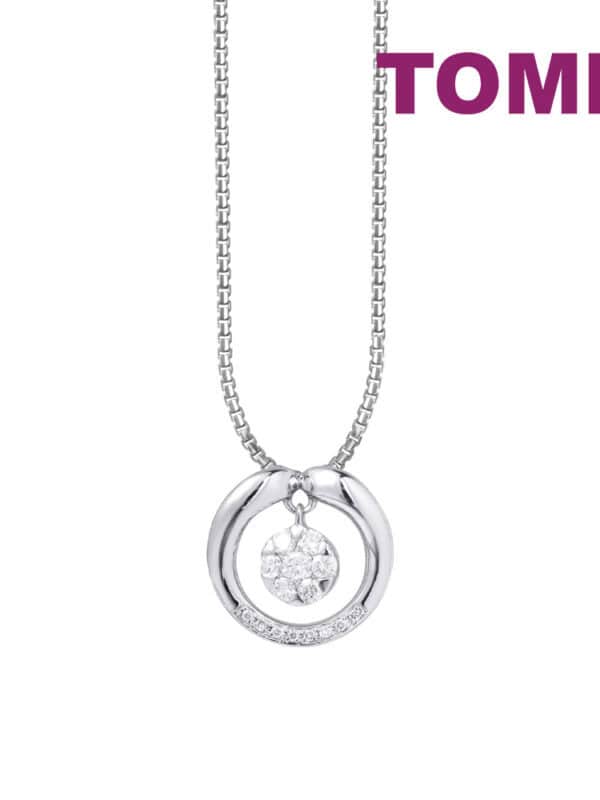 TOMEI Diamond Pendant Set, White Gold 585