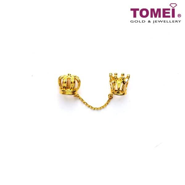 1_23 TOMEI King & Queen 3-Way Crown Stopper Charm, Yellow Gold 916