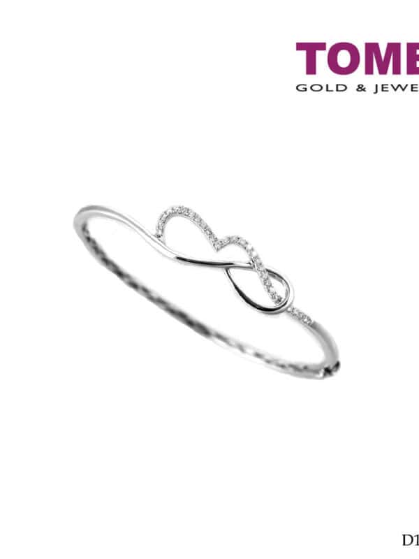 TOMEI Luminously Aglowed Riband Diamond Bangle, White Gold 375 (B1023)