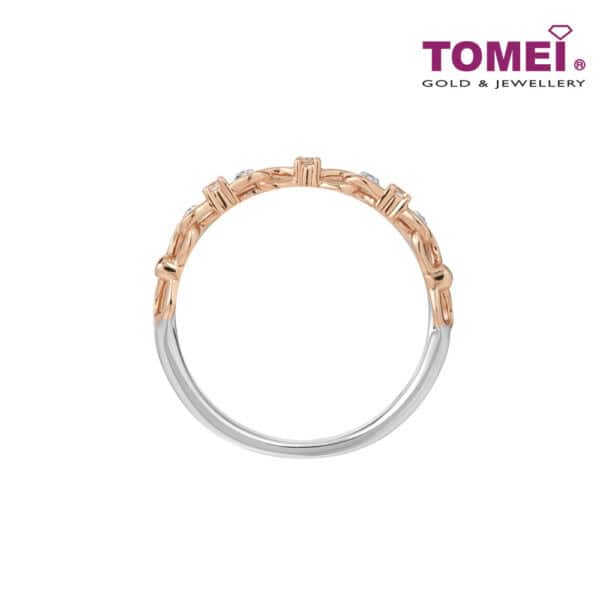 TOMEI Love Joins Us Together Diamond Ring, White+Rose Gold 585