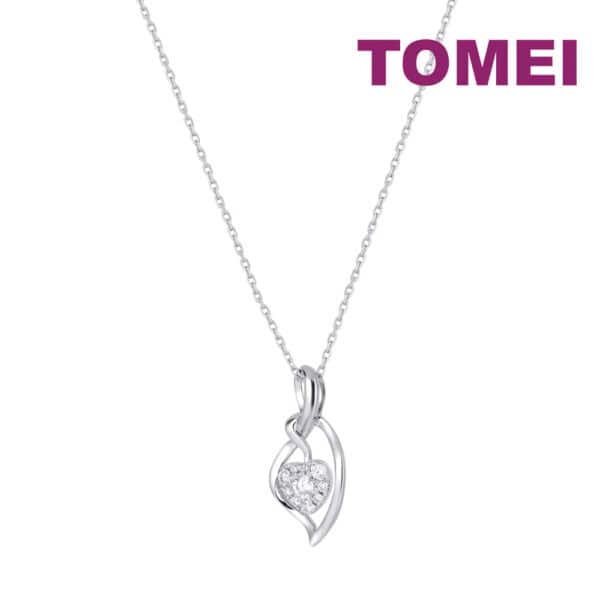 TOMEI Diamond Pendant Set, White Gold 585