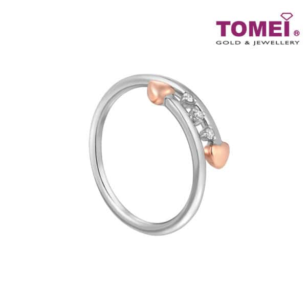 TOMEI Love Is Beautiful Collection Diamond RIng, White+Rose Gold 585