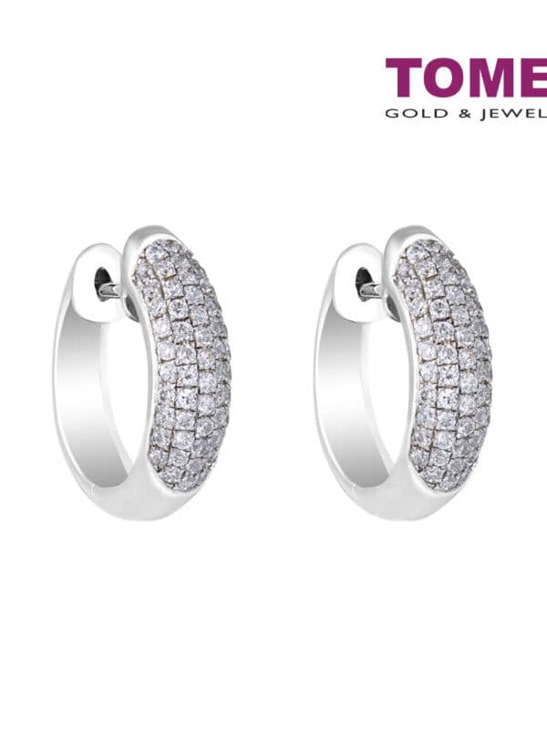 TOMEI 15mm Hoop Diamond Earrings White Gold 750