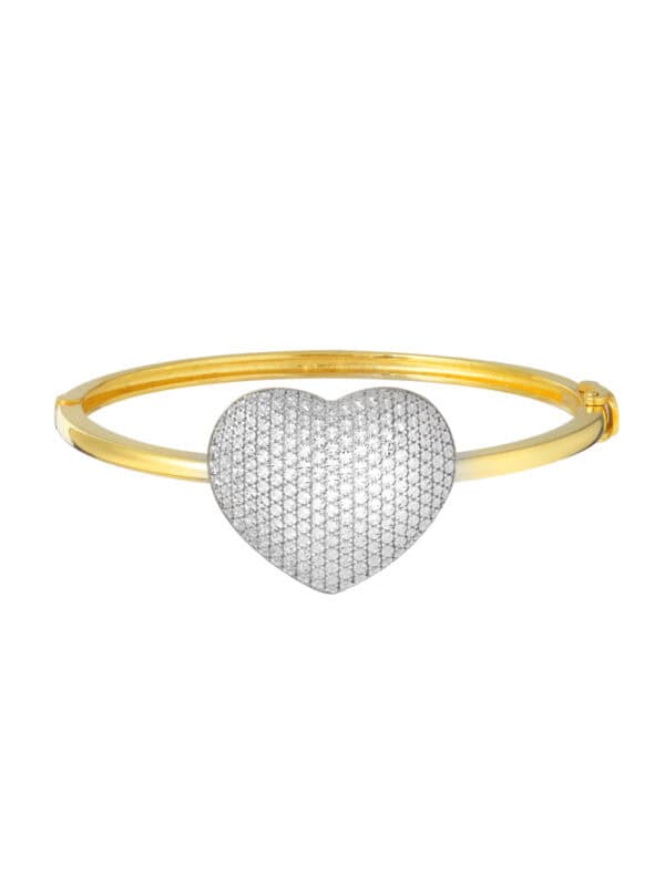 TOMEI Diamond Cut Collection Heart Bangle, Yellow Gold 916