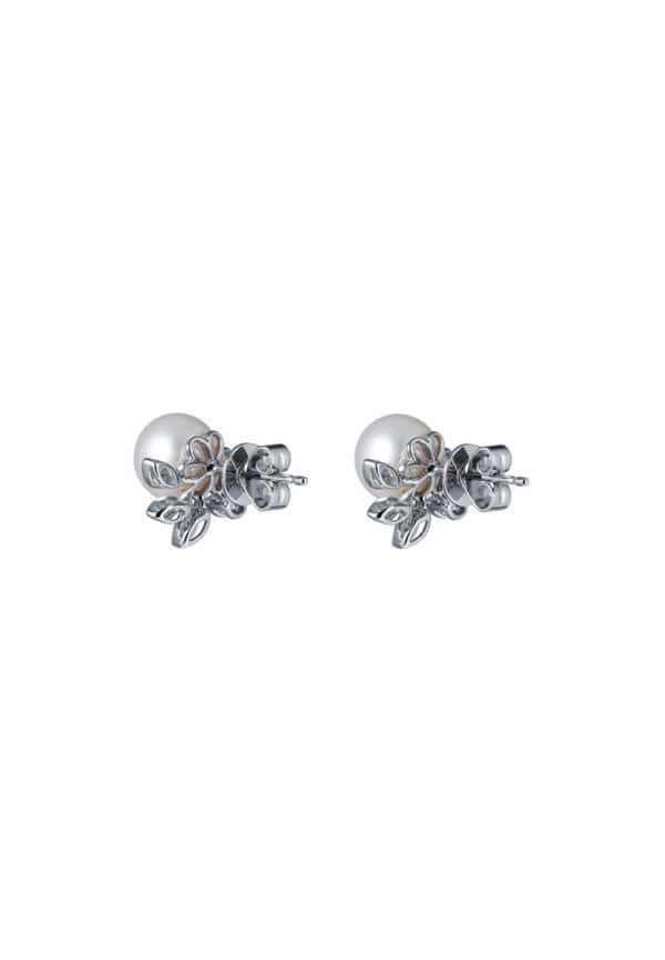 TOMEI Pearl With Diamond Earrings, White Gold 585