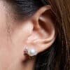 TOMEI Pearl With Diamond Earrings, White Gold 585
