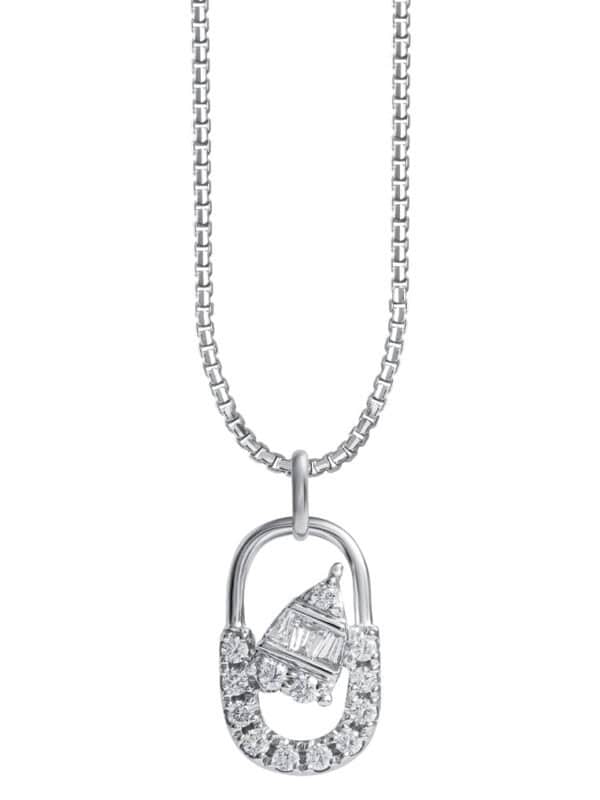 TOMEI Opulent Ovals Collection Diamond Pendant Set, White Gold 585
