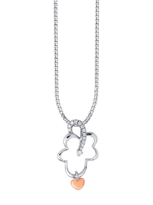 TOMEI Diamond Pendant Set, White Gold 375