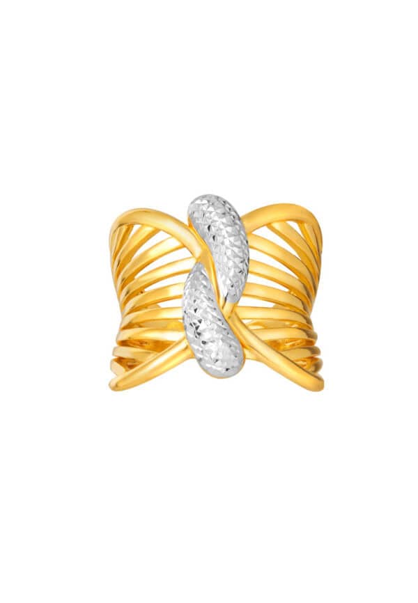 202411260740063b64b4f05e7cddb6d4758482d8f93137 TOMEI Dual-Tone Spread Wings Ring, Yellow Gold 916