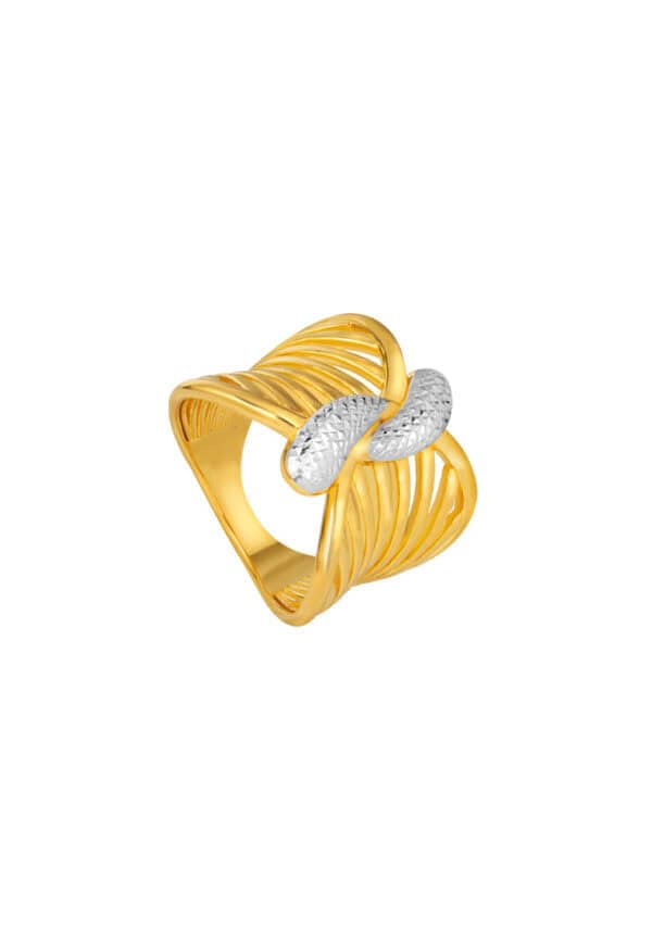 2024112607400679fac941bd079a9bbfd72fe4b54f5229 TOMEI Dual-Tone Spread Wings Ring, Yellow Gold 916