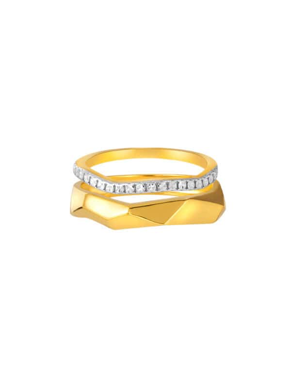 TOMEI Diamond Cut Collection 2-in-1 Ring, Yellow Gold 916