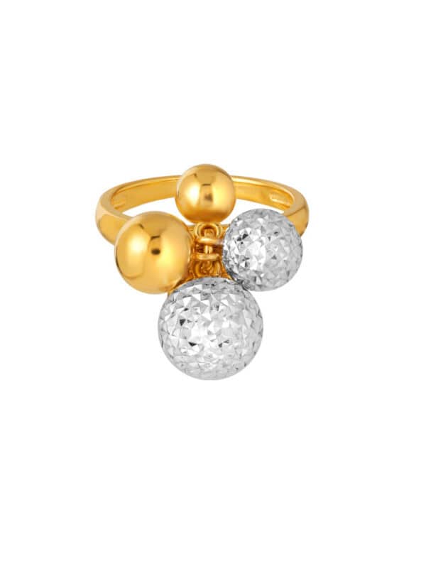 TOMEI Dual-Tone Party Balloon Ring, Yellow Gold 916