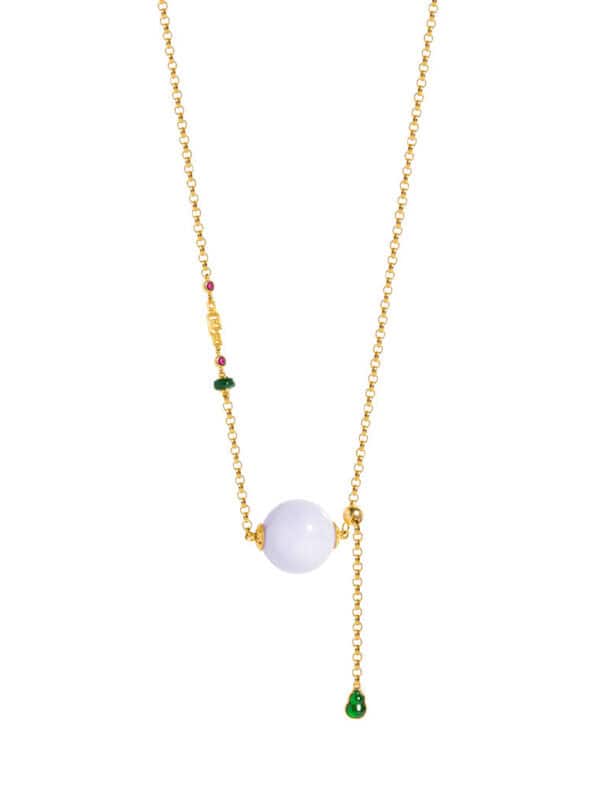 20241227073344c63c5bb086ed04640736802e64a23544 TOMEI Auspicious Barrel Purple Jade Necklace, Yellow Gold 750