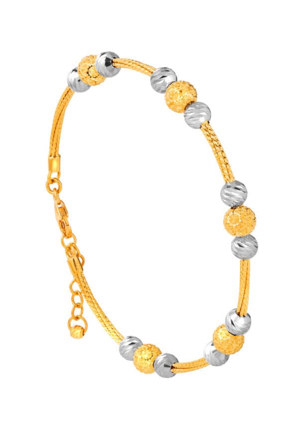 27Dec_1100x762px_0013_IL-B4412-2C TOMEI Lusso Italia Dual Tone Beads Bangle, Yellow Gold 916