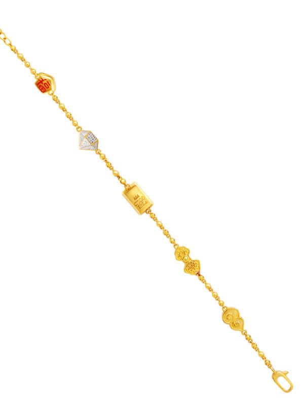 TOMEI Five Blessings Treasure Bracelet, Yellow Gold 916