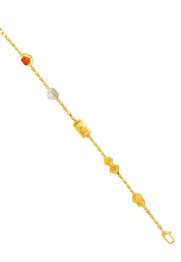 762_0003_DSC03982_9M-YG1645B-EC TOMEI Five Blessings Treasure Bracelet, Yellow Gold 916