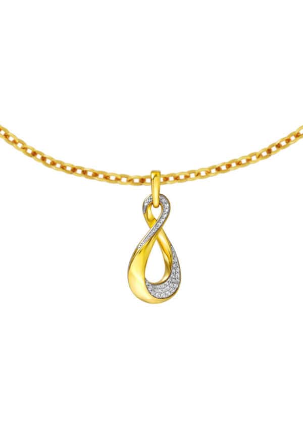 TOMEI Diamond Cut Collection Infinity Pendant, Yellow Gold 916