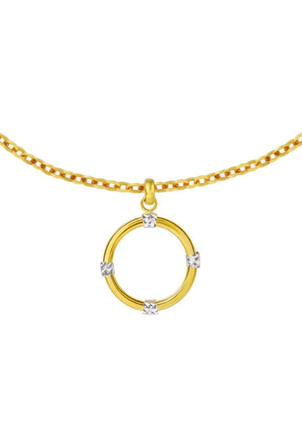 TOMEI Lusso Italia Dual-Tone Circle Pendant, Yellow Gold 916