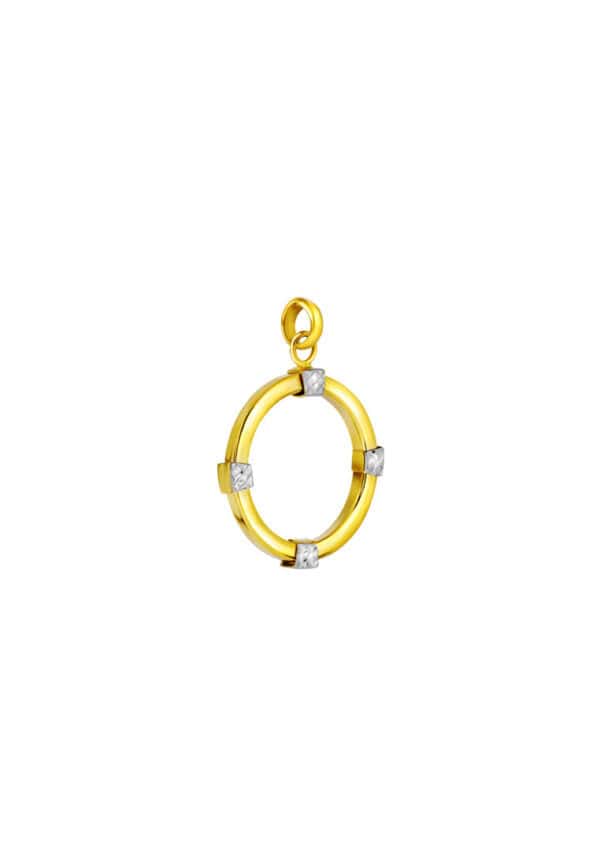 TOMEI Lusso Italia Dual-Tone Circle Pendant, Yellow Gold 916