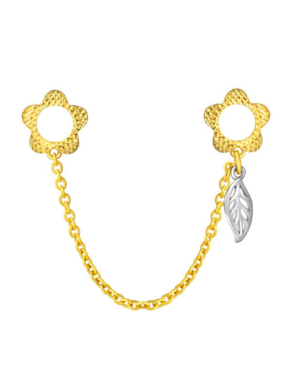 TOMEI Chomel Collection Flower & Leaf Charm, Yellow Gold 916